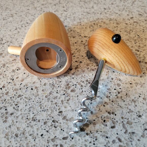 VTG MCM Handcrafted Wood Bird Corkscrew Bottle Opener Stainless Made in Japan - Picture 7 of 16